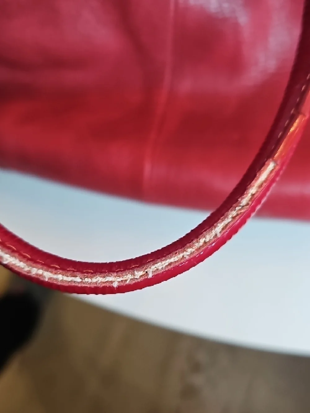 Red Leather Shoulder Bag with Gold Hardware - Picture 12 of 13